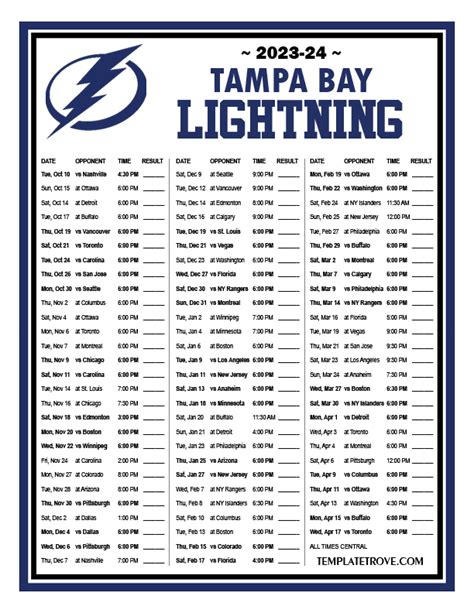 Lightning Schedule Printable